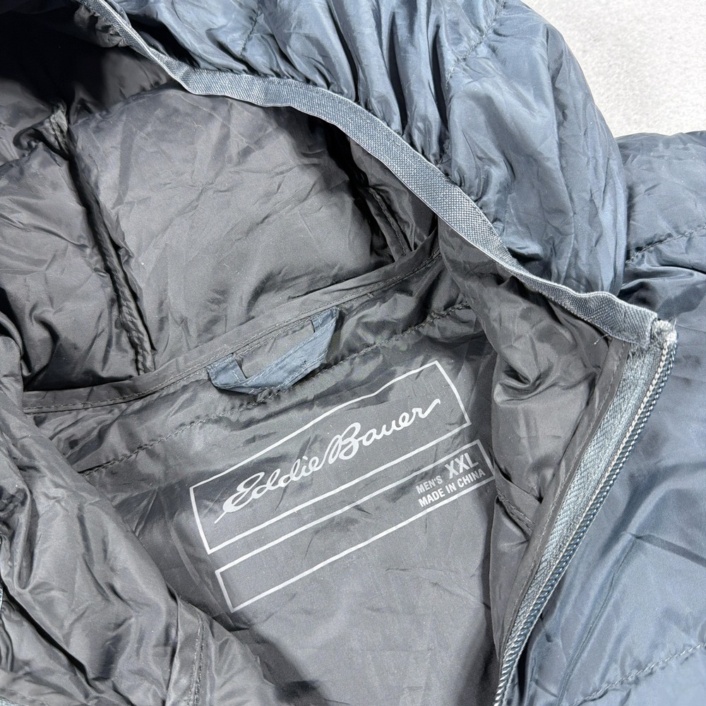 Eddie Bauer Jacket Mens 2XL Gray Hooded Down EB650 Puffer Outdoor Coat - Picture 6 of 9